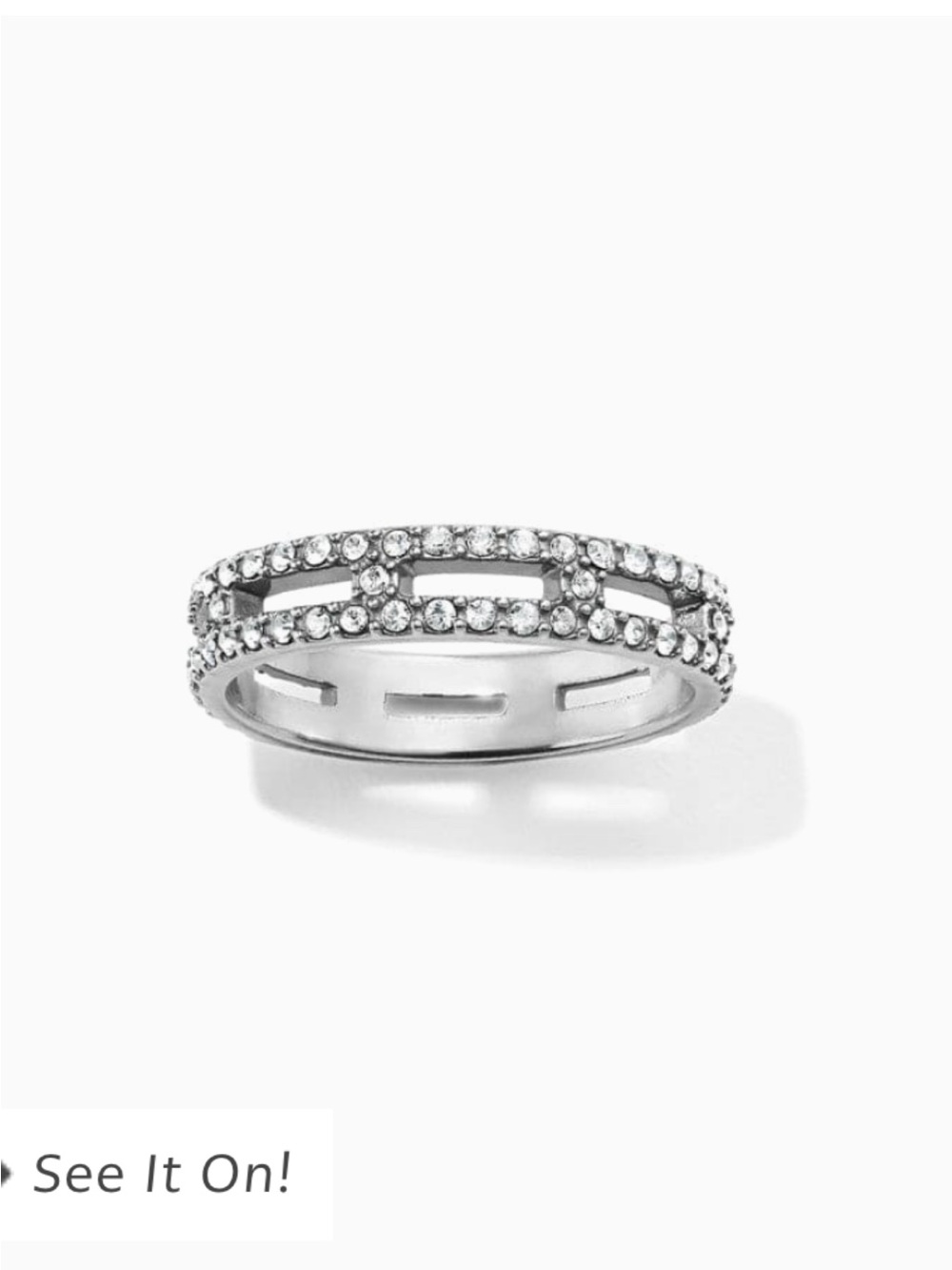 Brighton Silver Crystal Openwork Band Ring